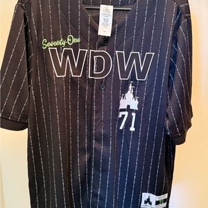Walt Disney World Seventy-One Black Pinstripe Shirt - Size Medium